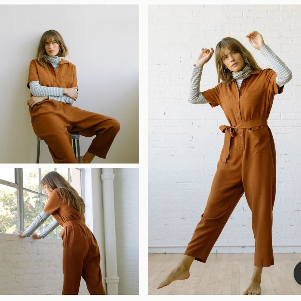 Tradlands Finn Jumpsuit in Clay Linen Tencel
